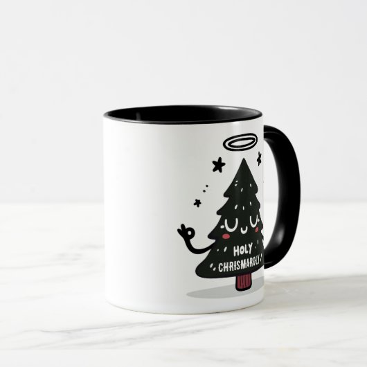 Holy Chrismaroly Mug Cute Floating Christmas Tree Tasse (VorderseiteRechts)