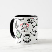 Holy Chrismaroly Pattern – Funny Christmas Trees Tasse (Vorderseite Links)