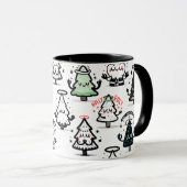 Holy Chrismaroly Pattern – Funny Christmas Trees Tasse (VorderseiteRechts)