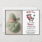 Holy Cow! 1st Birthday | Animal First Birthday  Einladung (Vorderseite)