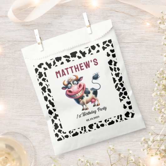 Holy Cow! 1st Birthday | Animal First Birthday  Geschenktütchen (Ausgeschnitten)