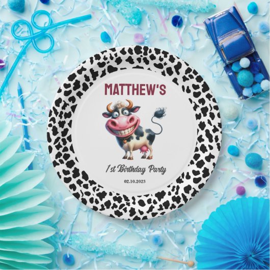 Holy Cow! 1st Birthday | Animal First Birthday  Pappteller (Party)