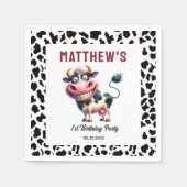 Holy Cow! 1st Birthday | Animal First Birthday  Serviette (Vorderseite)