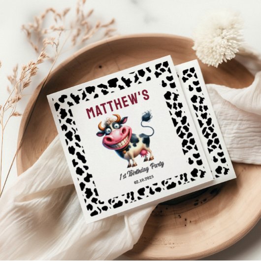 Holy Cow! 1st Birthday | Animal First Birthday  Serviette