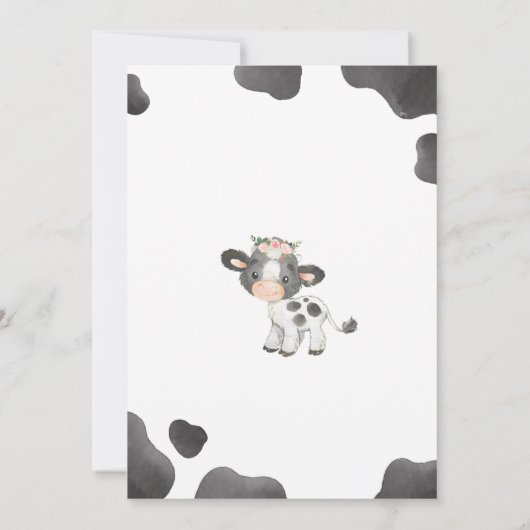 Holy Cow 1st Birthday, Girl Floral Cow B'day Party Einladung (Rückseite)