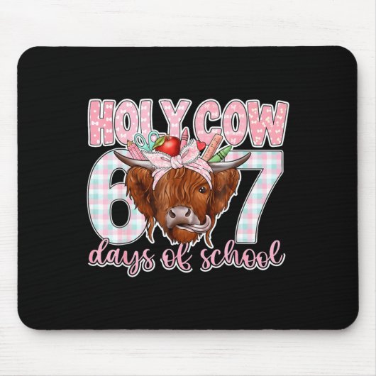 Holy Cow 67 Days Of School Teacher Six Seven Meme  Mousepad (Vorne)