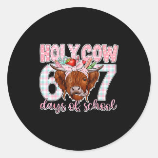 Holy Cow 67 Days Of School Teacher Six Seven Meme  Runder Aufkleber