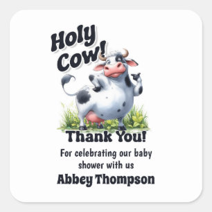 Holy Cow Baby Dusche Vielen Dank Quadratischer Aufkleber