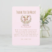 Holy Cow Baby Shower Pink Farmhouse Dankeskarte (Stehend Vorderseite)