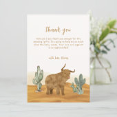 Holy Cow Boho Cactus Desert Baby Shower Dankeskarte (Stehend Vorderseite)