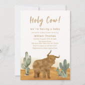 Holy Cow Boho Cactus Desert Baby Shower Einladung (Vorderseite)
