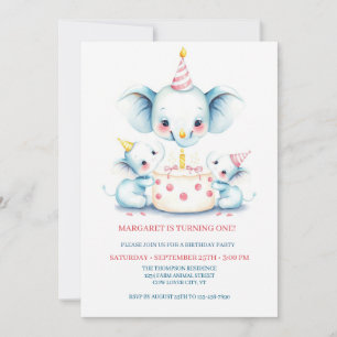 Holy Cow Boho Greenerity Highland Cow 1st Birthday Einladung