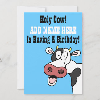 Holy Cow Cartoon Brithday Einladung