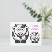 HOLY COW Cartoon Pink Nose Cow Funny Postkarte (Stehend Vorderseite)