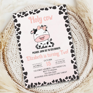 Holy Cow, Cute cow birthday girl Einladung
