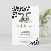 Holy Cow Floral Baby Shower Invitation Einladung (Stehend Vorderseite)