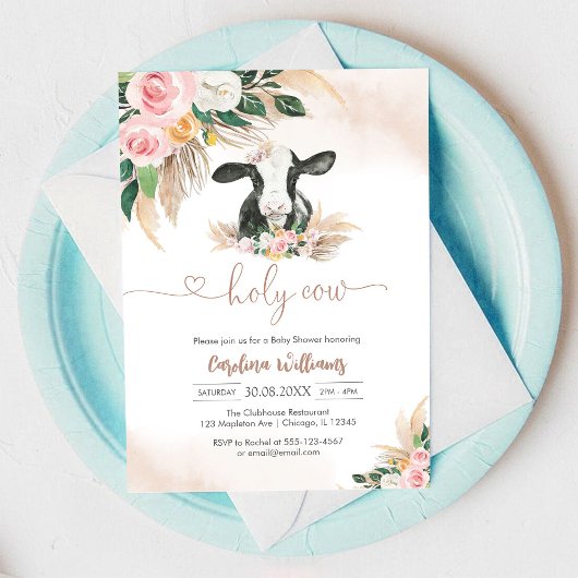 Holy Cow Floral Baby Shower Invitation Einladung