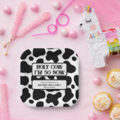 Holy Cow Funny Black White 50th Birthday Pappteller (Party)