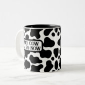 Holy Cow Funny Black White 50th Birthday Zweifarbige Tasse (Vorderseite Links)