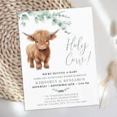 Holy Cow Greenery Highland Cow Couples Kinderdusch Einladungspostkarte