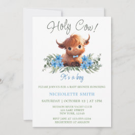 HOLY COW HIGHLAND MODERN BLAUE BABY DUSCHE EINLADUNG