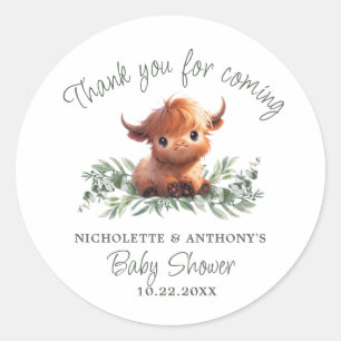 HOLY COW HIGHLAND MODERN COUPLES BABY SHOWER RUNDER AUFKLEBER