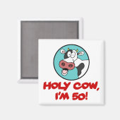 Holy Cow I'm 50 Cow Cartoon Magnet (Vorderseite/Rückseite)