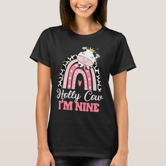 Holy Cow Im Nine Birthday Girl Outfit 9. T-Shirt (Vorderseite)