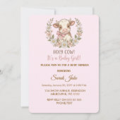 Holy Cow It's a Baby Girl Shower Einladung (Vorderseite)