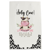 Holy Cow It's a Girl Cute Cow Baby shower Mittlere Geschenktüte (Vorderseite)
