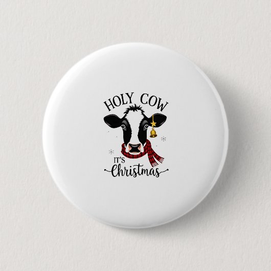 Holy Cow It's Christmas Funny Cow Lover Farm Anima Button (Vorderseite)