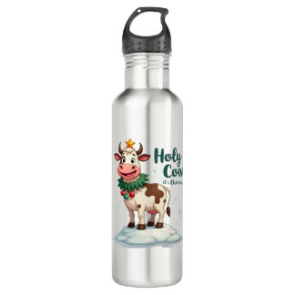 Holy Cow Its Christmas I Xmas Cow T-Shirt (2) Edelstahlflasche