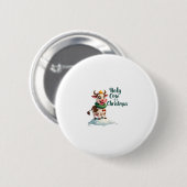 Holy Cow Its Christmas I Xmas Cow T-Shirt (3) Button (Vorne & Hinten)