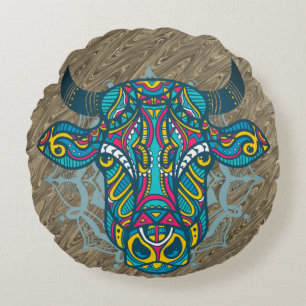 Holy Cow Mandala Design Rundes Kissen