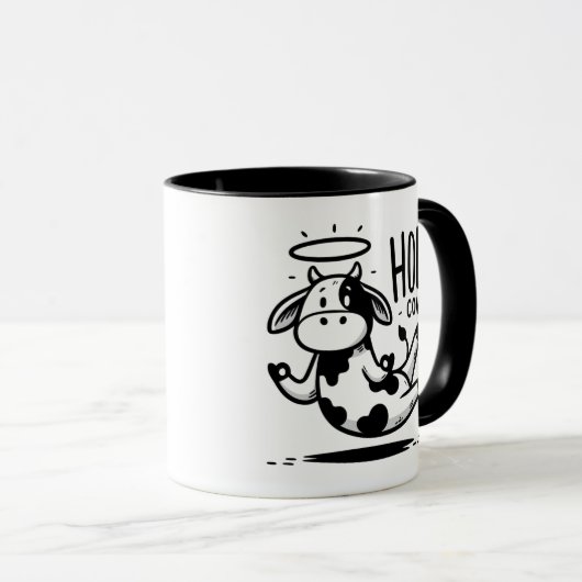 Holy Cow Meditating Mug – Floating Cow Funny Pun Tasse (VorderseiteRechts)