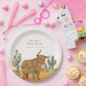 Holy Cow Minimal Boho Cactus Desert Baby Shower Pappteller (Party)