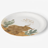 Holy Cow Minimal Boho Cactus Desert Baby Shower Pappteller (Schrägansicht)