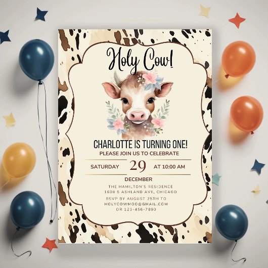 holy cow party invitations 2nd birthday cow party  einladung