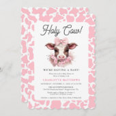 Holy Cow Pink Boho Kinderdusche Einladung (Vorne/Hinten)