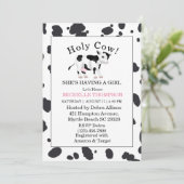 Holy Cow Print Girl Babydusche Einladung (Stehend Vorderseite)