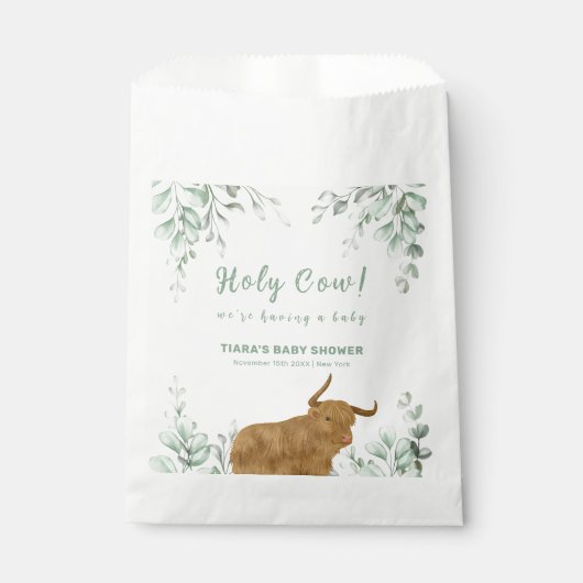 Holy Cow Rustic Boho Greenery Baby Dusche Geschenktütchen (Vorderseite)