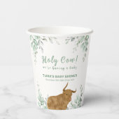 Holy Cow Rustic Boho Greenery Baby Dusche Pappbecher (Rückseite)