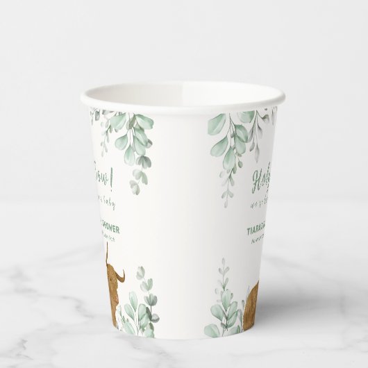 Holy Cow Rustic Boho Greenery Baby Dusche Pappbecher (Links)