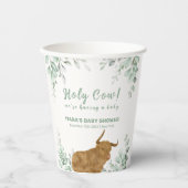 Holy Cow Rustic Boho Greenery Baby Dusche Pappbecher (Vorderseite)