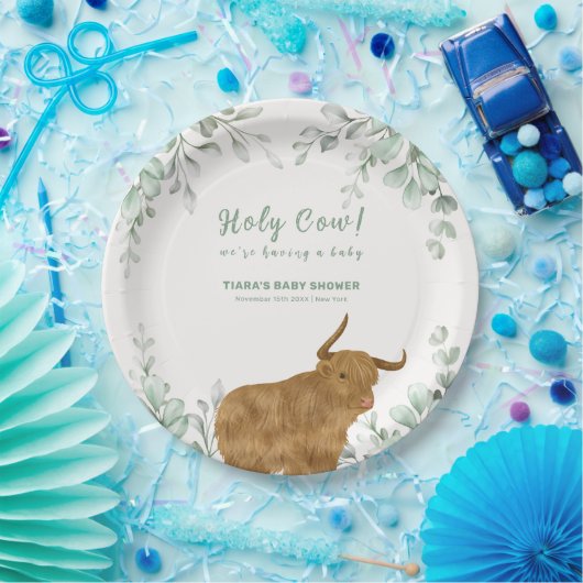 Holy Cow Rustic Boho Greenery Baby Dusche Pappteller (Party)