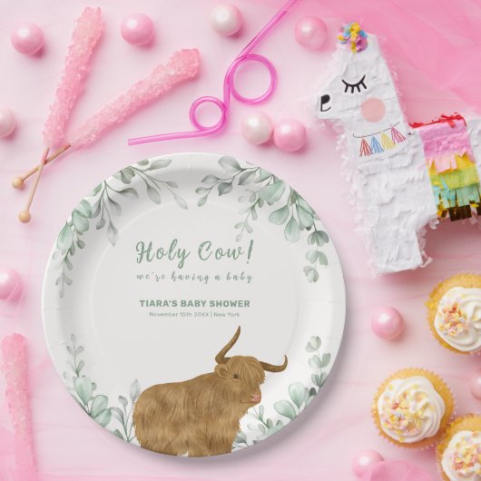 Holy Cow Rustic Boho Greenery Baby Dusche Pappteller (Party)