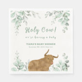 Holy Cow Rustic Boho Greenery Baby Dusche Serviette (Vorderseite)