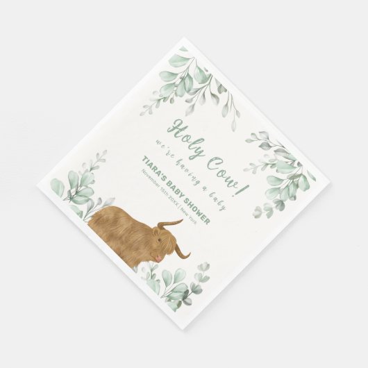 Holy Cow Rustic Boho Greenery Baby Dusche Serviette (Ecke)