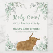 Holy Cow Rustic Boho Greenery Baby Dusche Weinetikett (Einzelnes Label)