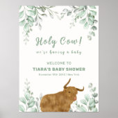 Holy Cow Rustic Boho Greenery Baby Dusche Willkomm Poster (Vorne)
